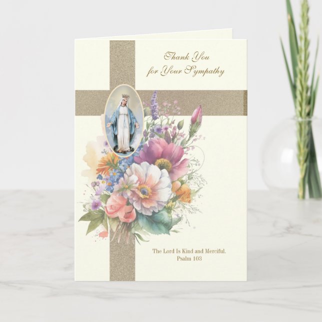 Virgin Mary Condolence Funeral Thank you Card (Front)