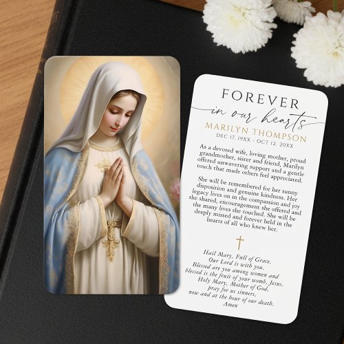 Virgin Mary Cross Hail Mary Funeral Prayer Card