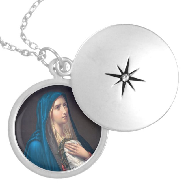 Virgin Mary crying, E. Steinmann  Locket Necklace (Front)