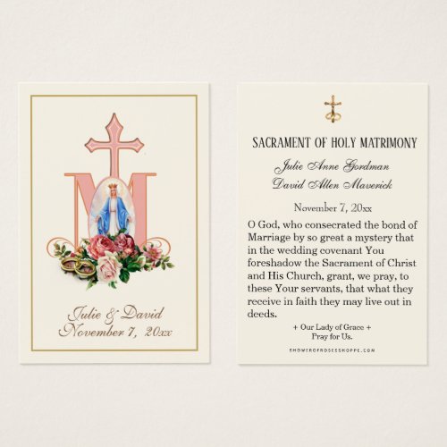 Virgin Mary Elegant Prayer Wedding Favor Card 
