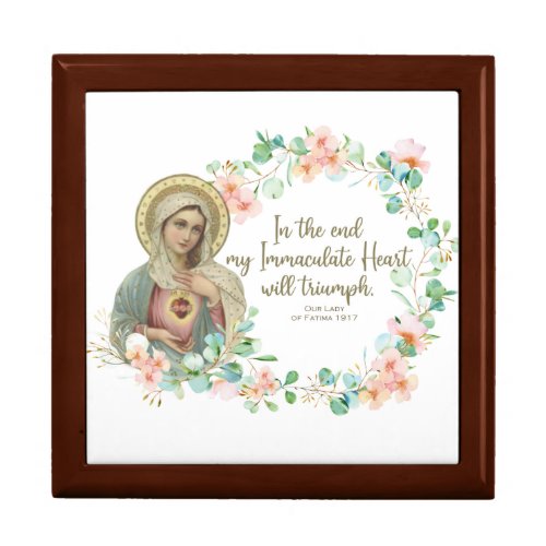 Virgin Mary Fatima Immaculate Heart Religious Gift Box