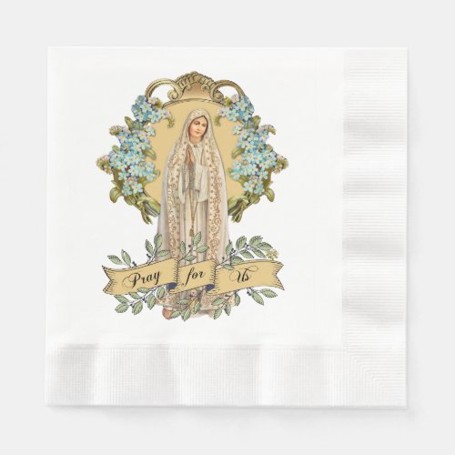 Virgin Mary Fatima Immaculate Heart Rosary Pray Napkins