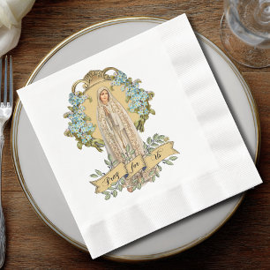 Virgin Mary Fatima Immaculate Heart Rosary Pray Napkins