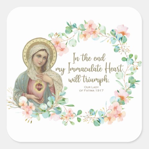 Virgin Mary Fatima Immaculate Heart Ukraine Russia Square Sticker