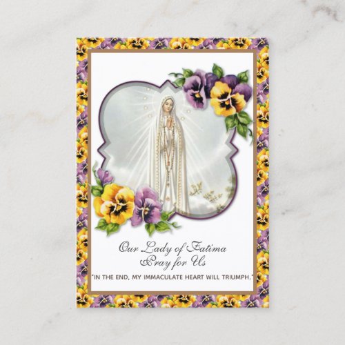 Virgin Mary Fatima Prayer Rosary Catholic Violets  Business Card