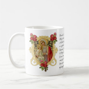 Virgin Mary Floral Jesus Memorare Prayer Coffee Mug