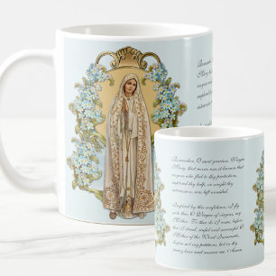 Virgin Mary Floral Religious Lady Of Fatima Coffee Mug