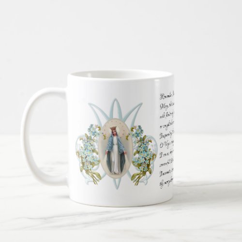 Virgin Mary Floral religious Memorare Prayer   Cof Coffee Mug
