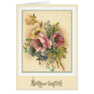 Virgin Mary Floral Rosary Birthday Religious Cards