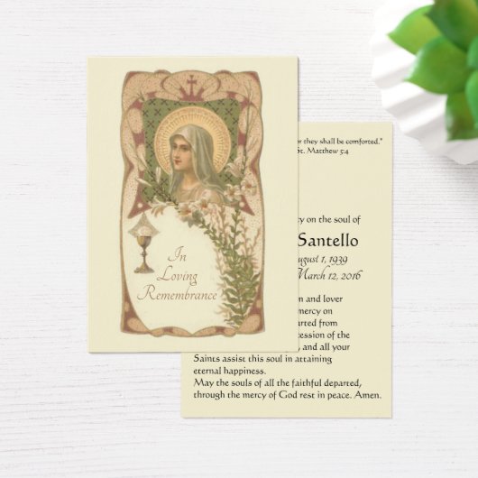 Virgin Mary Funeral Sympathy Prayer Holy Card (Desk)