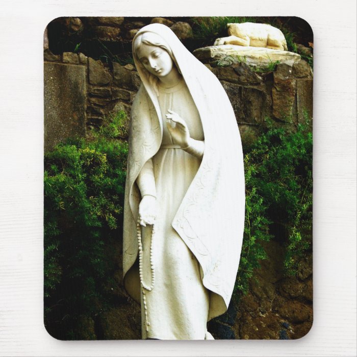 Virgin Mary Garden Statue Mouse Pad