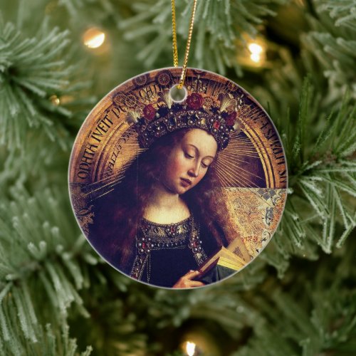Virgin Mary _  Ghent Altarpiece by Jan van Eyck Ceramic Ornament