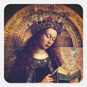 Virgin Mary -  Ghent Altarpiece by Jan van Eyck Square Sticker