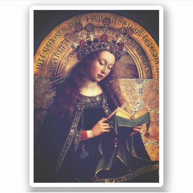 Virgin Mary -  Ghent Altarpiece by Jan van Eyck Sticker (Front)