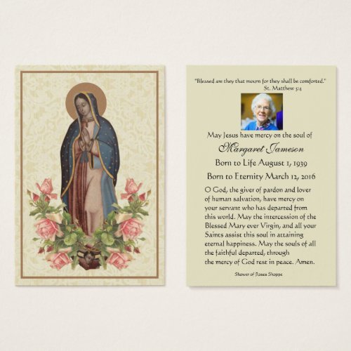 Virgin Mary Guadalupe Funeral Prayer Holy Card