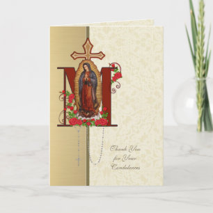Virgin Mary Guadalupe  Religious Condolence Letterpress Thank You Card