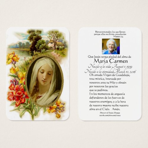 Virgin Mary Guadalupe Spanish Funeral Holy Prayer