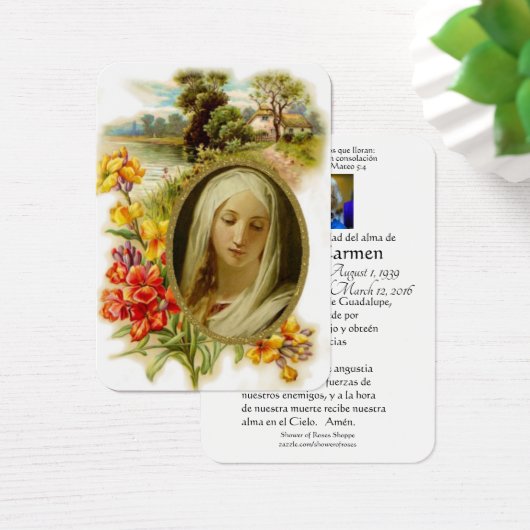 Virgin Mary Guadalupe Spanish Funeral Holy Prayer (Desk)