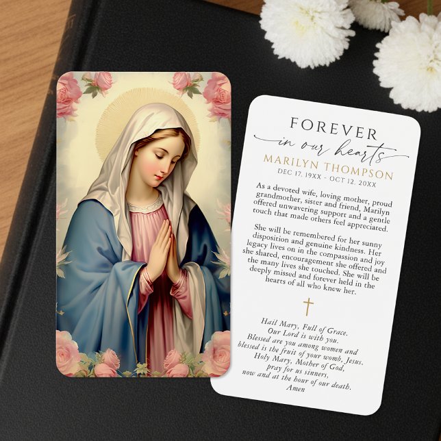 Virgin Mary Hail Mary Memorial Prayer Cards (Creator Uploaded)