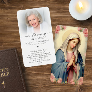 Virgin Mary Hail Mary Photo Memorial Prayer Cards