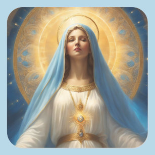 Virgin Mary Halo Heavenly Pose Sweet Face Square Sticker