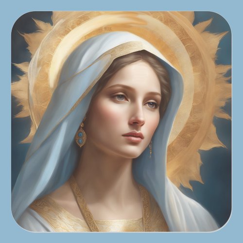 Virgin Mary Halo Modern Catholic Icon Square Sticker