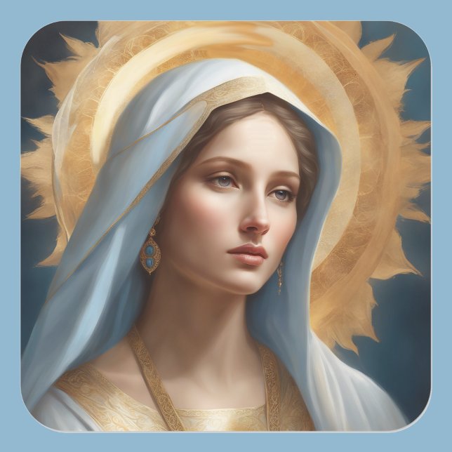 Virgin Mary Halo Modern Catholic Icon Square Sticker (Creator Uploaded)
