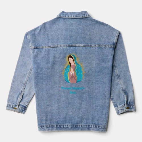 Virgin Mary Happy Mothers Day Catholic Mamas Boy Denim Jacket