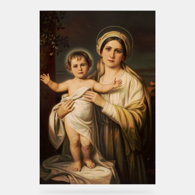 Virgin Mary holding baby Jesus  Acrylic Sign (Front)