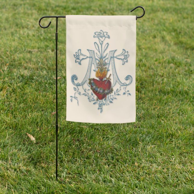 Virgin Mary Immaculate Heart Floral Garden Flag (In SItu)