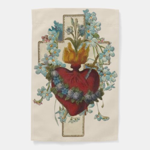 Virgin Mary Immaculate Heart Floral Garden Flag