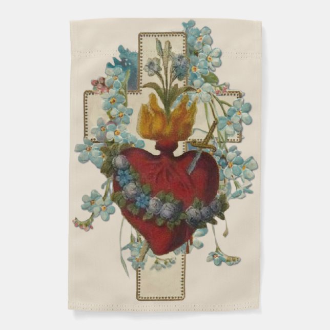 Virgin Mary Immaculate Heart Floral Garden Flag (Front)