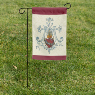 Virgin Mary Immaculate Heart Floral Garden Flag