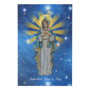 Virgin Mary Immaculate Heart Personalize Text Wall Faux Canvas Print