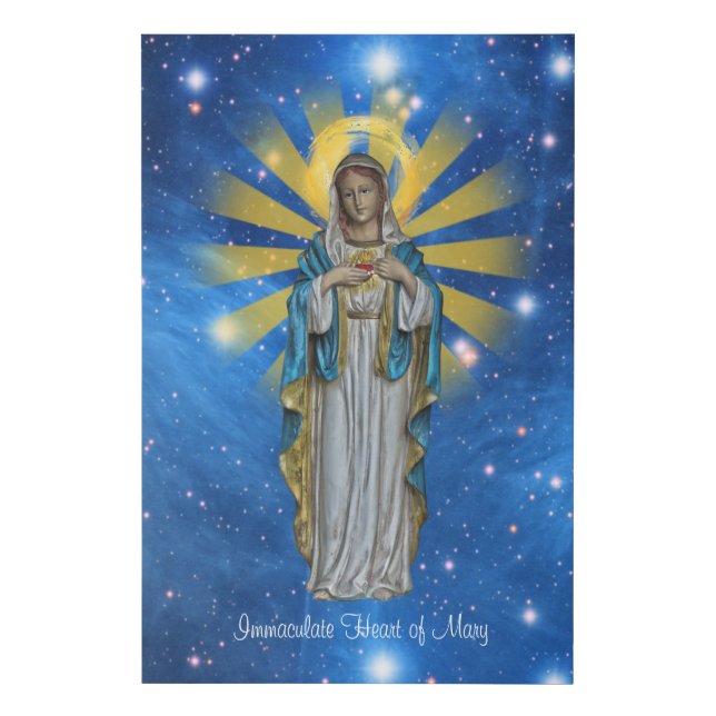 Virgin Mary Immaculate Heart Personalize Text Wall Faux Canvas Print (Front)
