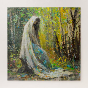 Virgin Mary in Forest Impressionism Jigsaw Puzzle
