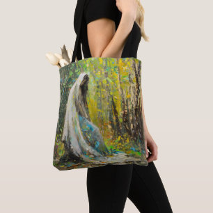 Virgin Mary in Forest Impressionism Tote Bag