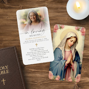 Virgin Mary In Loving Memory Sympathy Prayer Cards