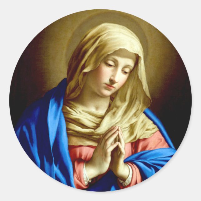 Virgin Mary in Prayer Classic Round Sticker (Front)