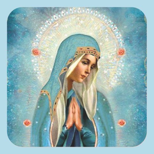 Virgin Mary In Prayer Hallo Pretty Blue Robe  Square Sticker