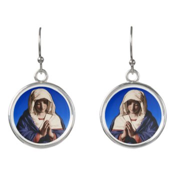 Virgin Mary In Prayer Silver Gift Earrings by Frasure_Studios at Zazzle