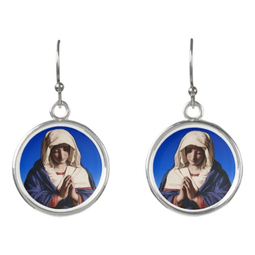 Virgin Mary in Prayer Silver Gift Earrings