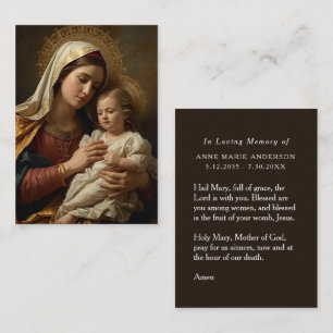 VIrgin Mary Infant Jesus Memorial Card