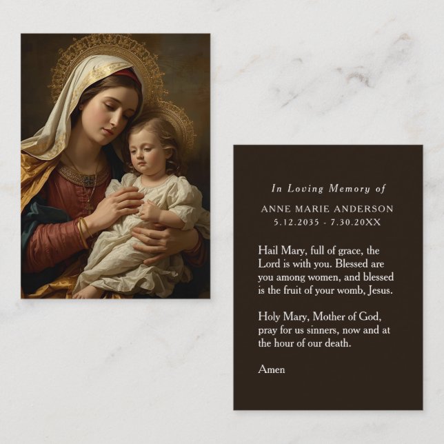 VIrgin Mary Infant Jesus Memorial Card (Front/Back)