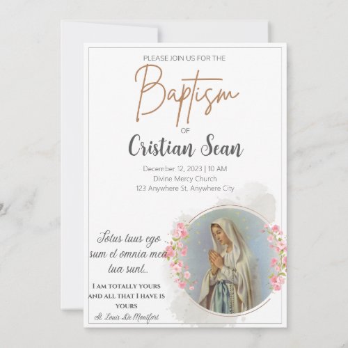 Virgin Mary Invitation for Baptism