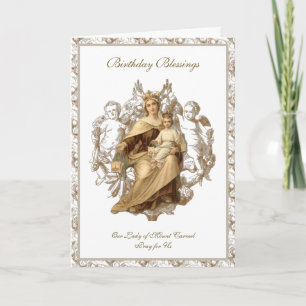 Virgin Mary Jesus Angels Mount Carmel Religious Card