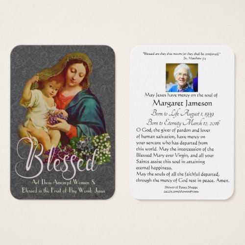Virgin Mary Jesus Catholic Funeral  Holy Card _