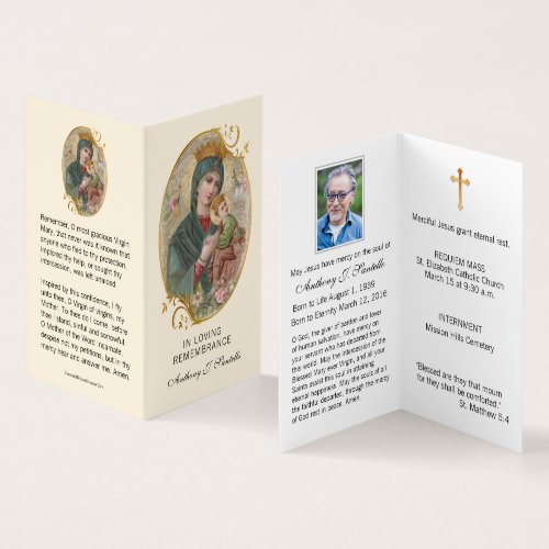 Virgin Mary Jesus Catholic Funeral Holy Card