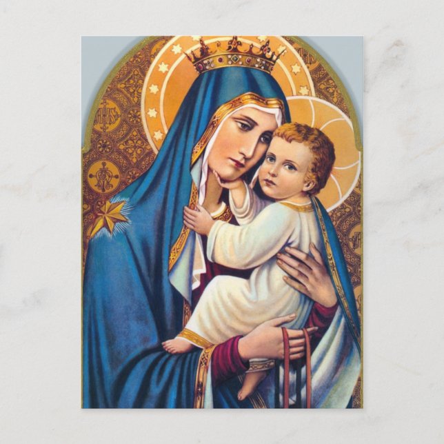 Virgin Mary Jesus Catholic Mass Offering Postcard (Front)