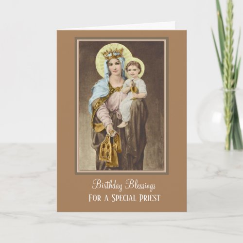 Virgin Mary Jesus Catholic Priest Birthday Prayer Card